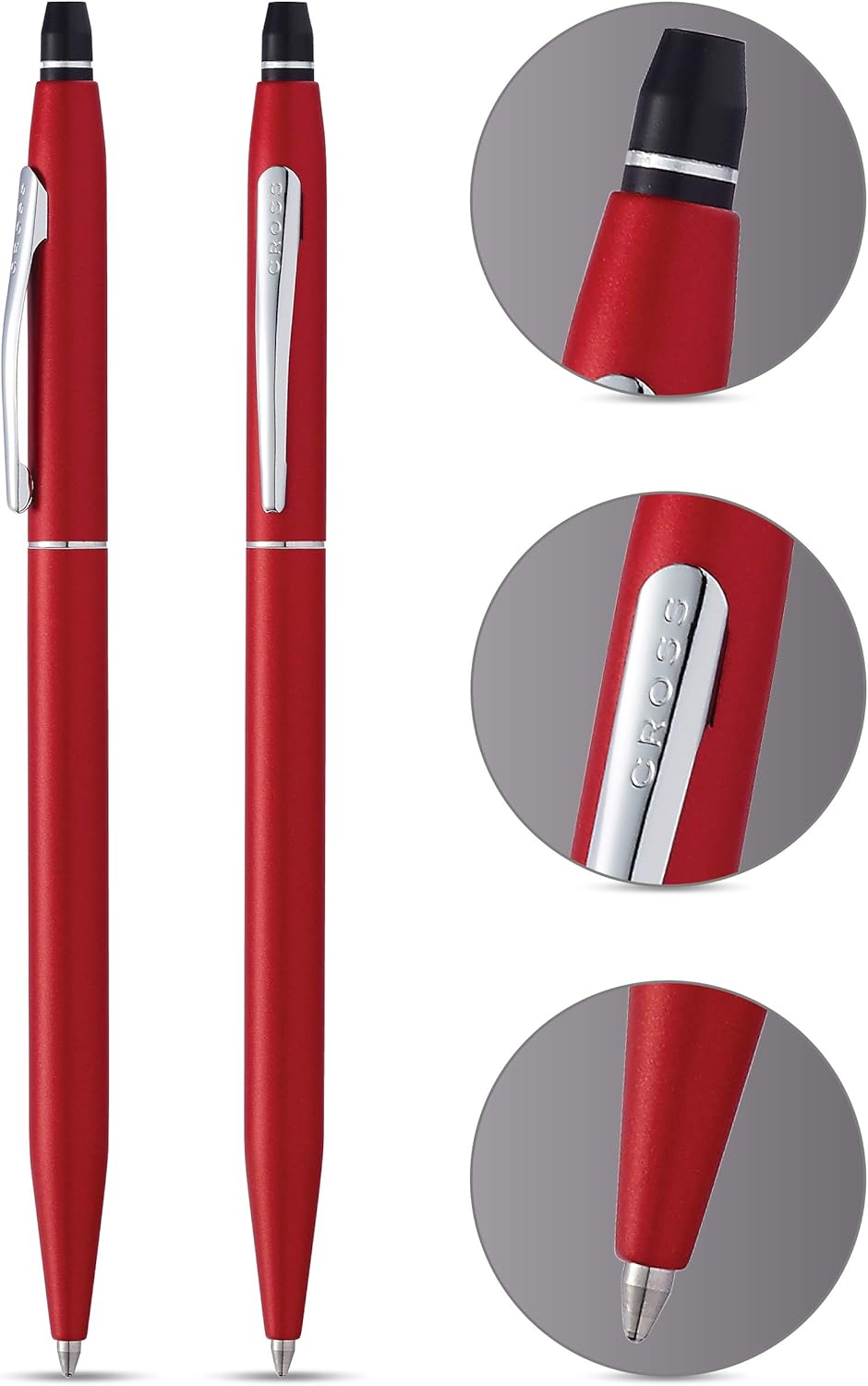 Cross Click Crimson Red Lacquer Ballpen with Chrome Appointments Item# AT0622-119 - Image 2