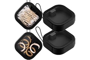 RuDily 2pcs Hair Tie Organizer Boxes,Small Portable Hair Tie Holder Organizer Can Be Stackable Or Hung On The Wall,Best for Hair Ties Storage or Small Items Organizer on Desktop (2 pcs Black)