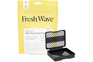 Fresh Wave Lemon Odor Eliminating & Deodorizing Packs | Bag of 6 & Fresh Pod Case | Safer Odor Relief for Small Spaces | Natural Plant-Based Odor Eliminator | Odor Absorbers for Home