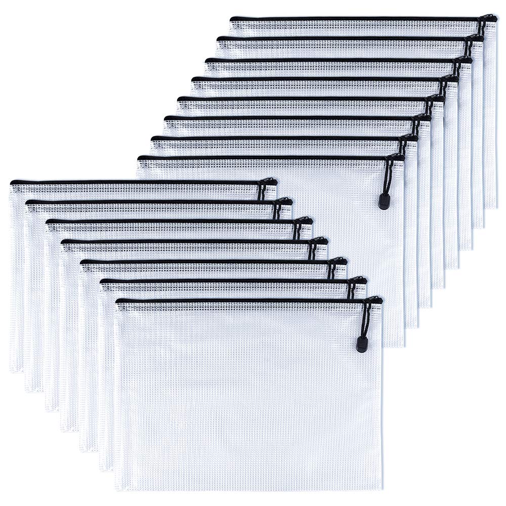 TUPARKA 15 Pcs A5 Zipper File Wallets Plastic Zipper Folder Bags Small Zip Storage Bag， Black