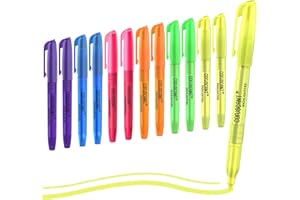 CORUSCANT Highlighter - 12 pack color highlighter, color transparent visible fluorescent pen shell, wide chisel point mark, fluorescent pen, school, office