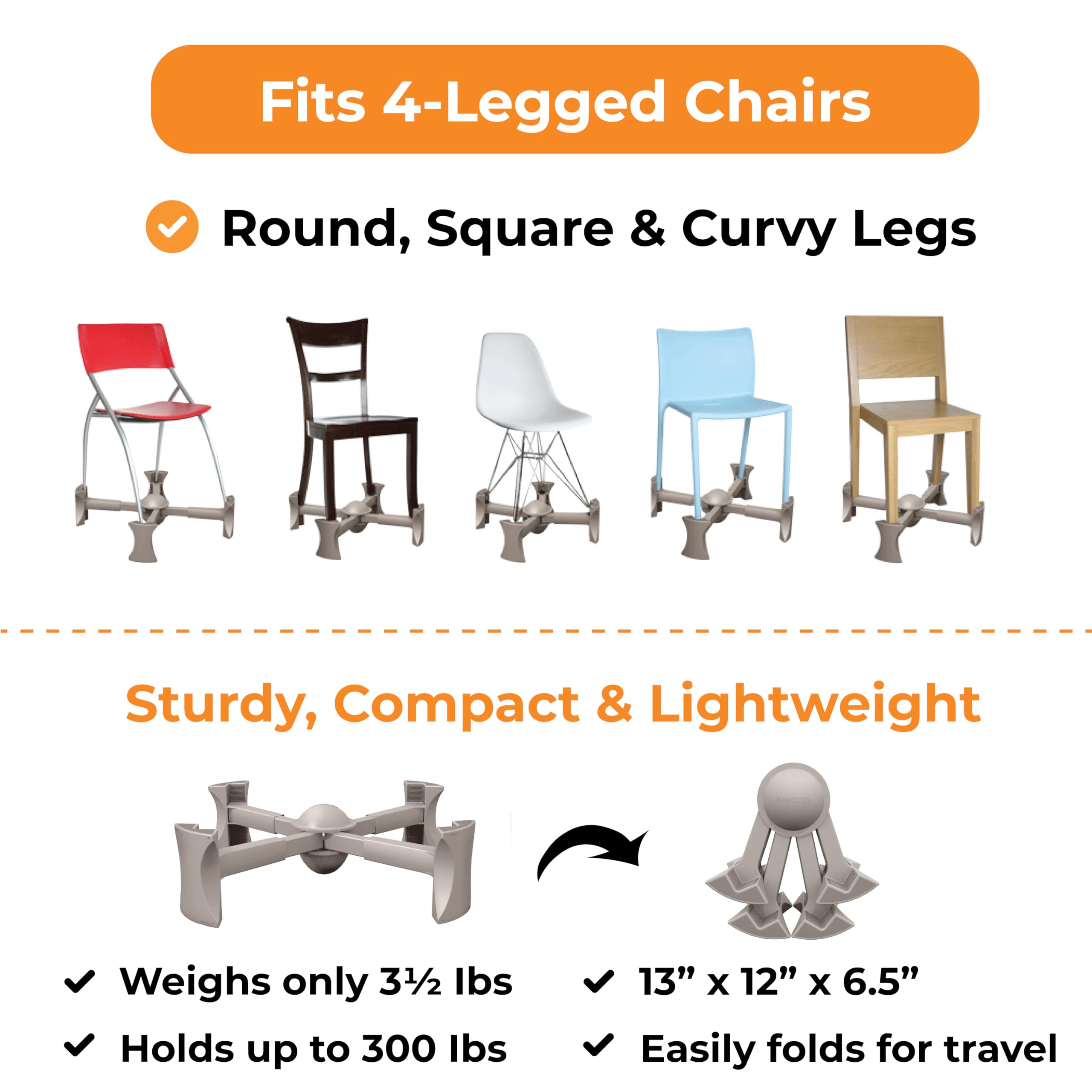 Booster Seat for Kitchen Chair, Natural – Goes Under The Chair – Portable Booster for Toddlers and Grown Ups