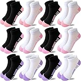 Bemeol Girls Socks 12 Pairs Ankle Socks Girls Athletic Cotton Sports Low Cut Sock for Little Big Kids