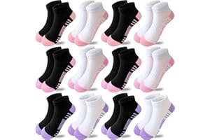 Bemeol Girls Socks 12 Pairs Ankle Socks Girls Athletic Cotton Sports Low Cut Sock for Little Big Kids
