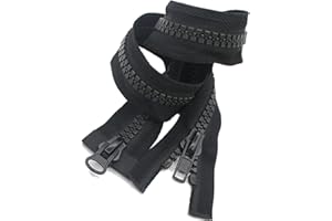 Leekayer #10 24 Inch Resin Zippers for Sewing Slider Two Way 60cm Separating Plastic Zippers for Coat Parka Down Jacket Heavy