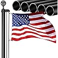 WeValor 20FT Sectional Flag Pole Kit, Extra Thick Heavy Duty 14 Gauge Aluminum Flag Poles, Outdoor In ground Flagpole with Free 3x5 Polyester American Flag for Outside, Residential or Commercial