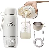 Crystcare Portable Bottle Warmer for Travel - Fast Heating Breast Milk & Formula Warmer with 16,000mAh Battery, 17oz Milk Warmer for Baby on The Go,Baby Bottle Warmer for Car, Airplane(Clouds)