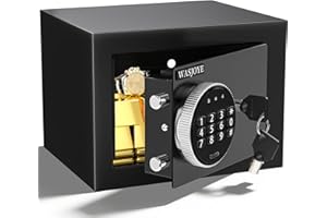 WASJOYE 0.5 Cu Ft Security Home Safe Box, Cabinet Safe Box with Digital Keypad Safety Key Lock - Small Safe for Home Business