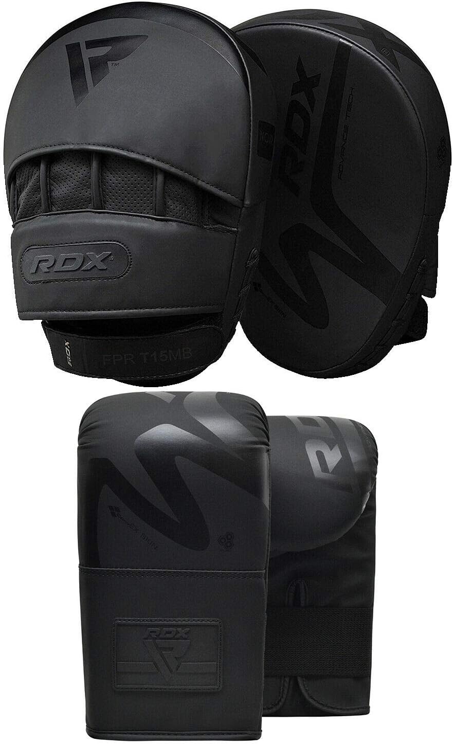 RDX Boxing Pads and Bag Gloves Set, Convex Skin Leather Hook and Jab Target Focus with Punch Mitts, Hand Strike Shield for Muay Thai, Boxercise, Kickboxing, Martial Arts, Karate, MMA Training: Sports & Outdoors