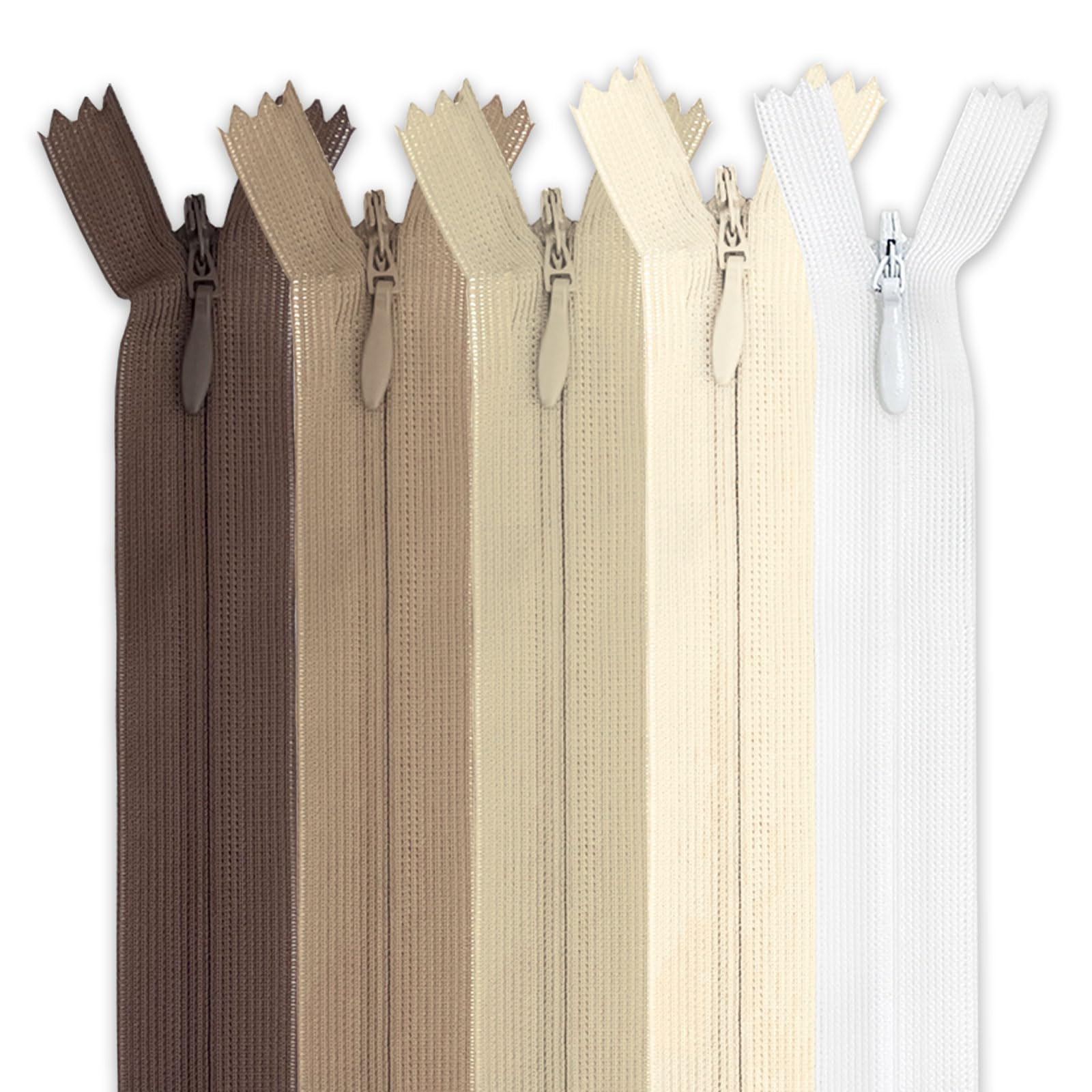 MARARDI [Pack 5] Invisible Zippers [Nude] Nylon [30 cm] Zippers for Sewing and Crafts for Clothing, Clothing, Sewing Bags, Cotton Fabric with Metal Closure — image 1