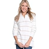 Multiples Womens Cuffed Three Quarters Sleeves Drop Shoulder Johnny Collar Sweater Top