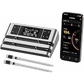 Wireless Meat Thermometer, Dual Probe, 500FT App Monitoring | Digital Smart Base, ambient &amp; food sensors, preprogrammed temps, precision cooking for BBQ, oven, grill