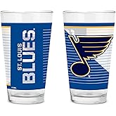 Rico Industries NHL Hockey St. Louis Blues 16 oz Pint Glasses with Digitally Printed Logo, Set of 2 Classic Drinking Glasses, for Fans, Dishwasher Safe
