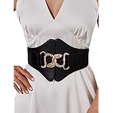 Verdusa Women's Snake Buckle Faux Leather Elastic Wide Belt Corset