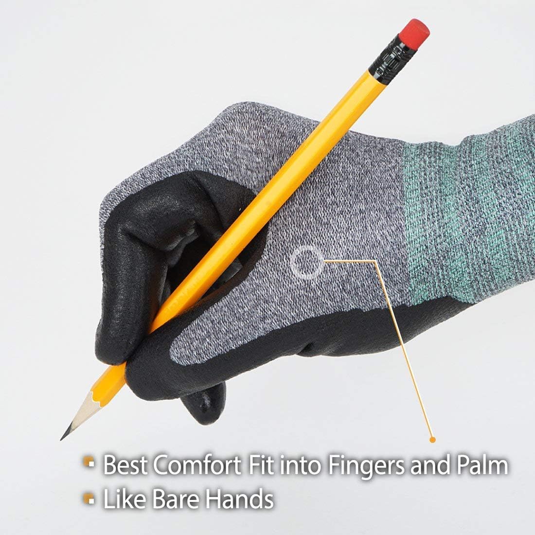 DEX FIT Nitrile Work Gloves FN330, 3D Comfort Stretch Fit, Durable Power Grip Foam Coated, Smart Touch, Thin Machine Washable, Grey Medium 3 Pairs Pack - - 