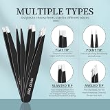 SWEET VIEW 7pcs Eyebrow Tweezers Kit with Brow Scissors Razor Spoolie Leather view 3