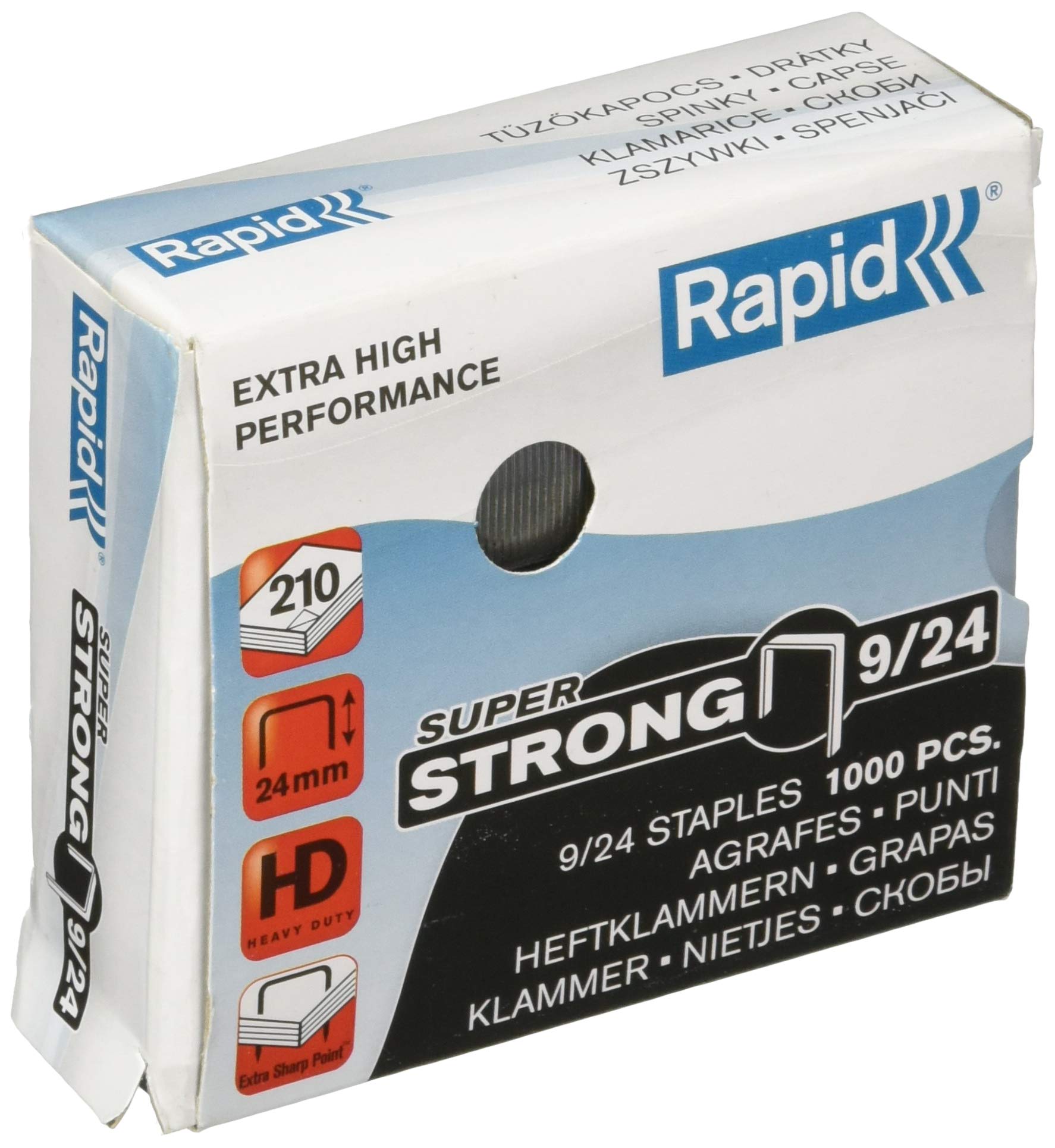 Rapid 9/24mm Super Strong Staples, For Stapling 150-210 Sheets, Use with Heavy Duty Staplers, Galvanised Wire, Box of 1000, 24871800 โ image 1