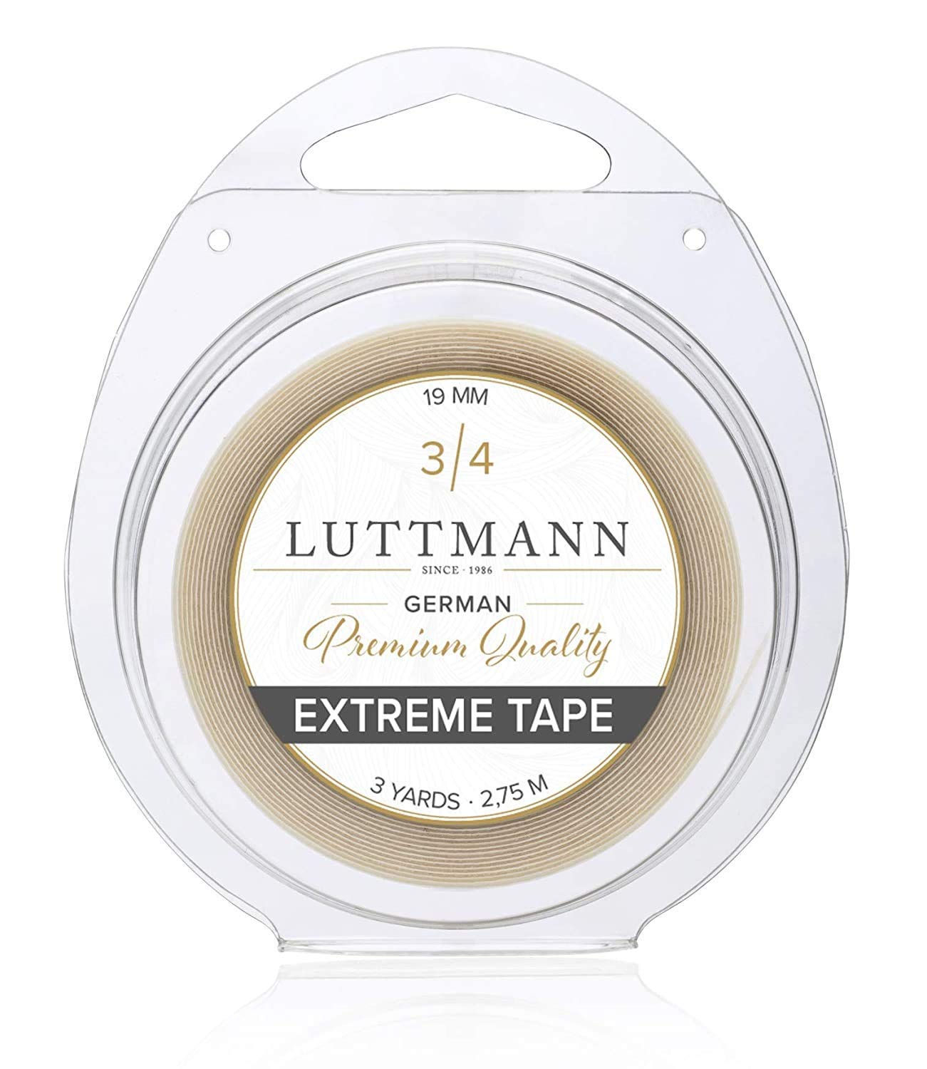 LUTTMANN Extreme Tape 19 mm Premium Quality Extreme Hold Adhesive Tape Adhesive Roll Lace Front Transparent for Hair Systems, Hairpieces, Wigs, Toupets & Extensions