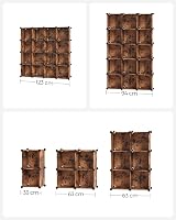 SONGMICS Modular Shoe Cabinet 16 Cubes Wardrobe 31x123x123 cm Vintage Brown view 6