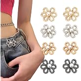 Flower Jeans Button 8 Sets Pant Waist Tightener, Adjustable Waist Buckle Sets No Sew and No Tools Detachable Decorative Waist Buckles, Jean Buttons Pins for Loose Jeans, Pants, Skirts (No Sew)
