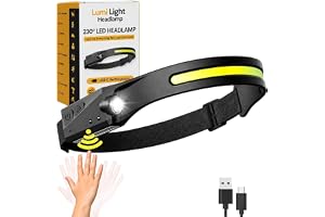 LED Headlamp Rechargeable Flashlight | LED Headtorch, Rechargeable 230 Wide Angle Beam Headlight, 4 Light Modes Adjustable Wa