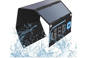 BigBlue Portable Solar Charger 28W with Digital Ammeter,25.4% High-Efficiency, USB-A/USB-C Ports, Folding Waterproof Solar Pa