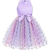 OBEEII Flower Girl Dress for Wedding Party 3D Butterfly Tulle Tutu Dress Girls Halter Baptism Birthday Pageant Prom Ball Gown