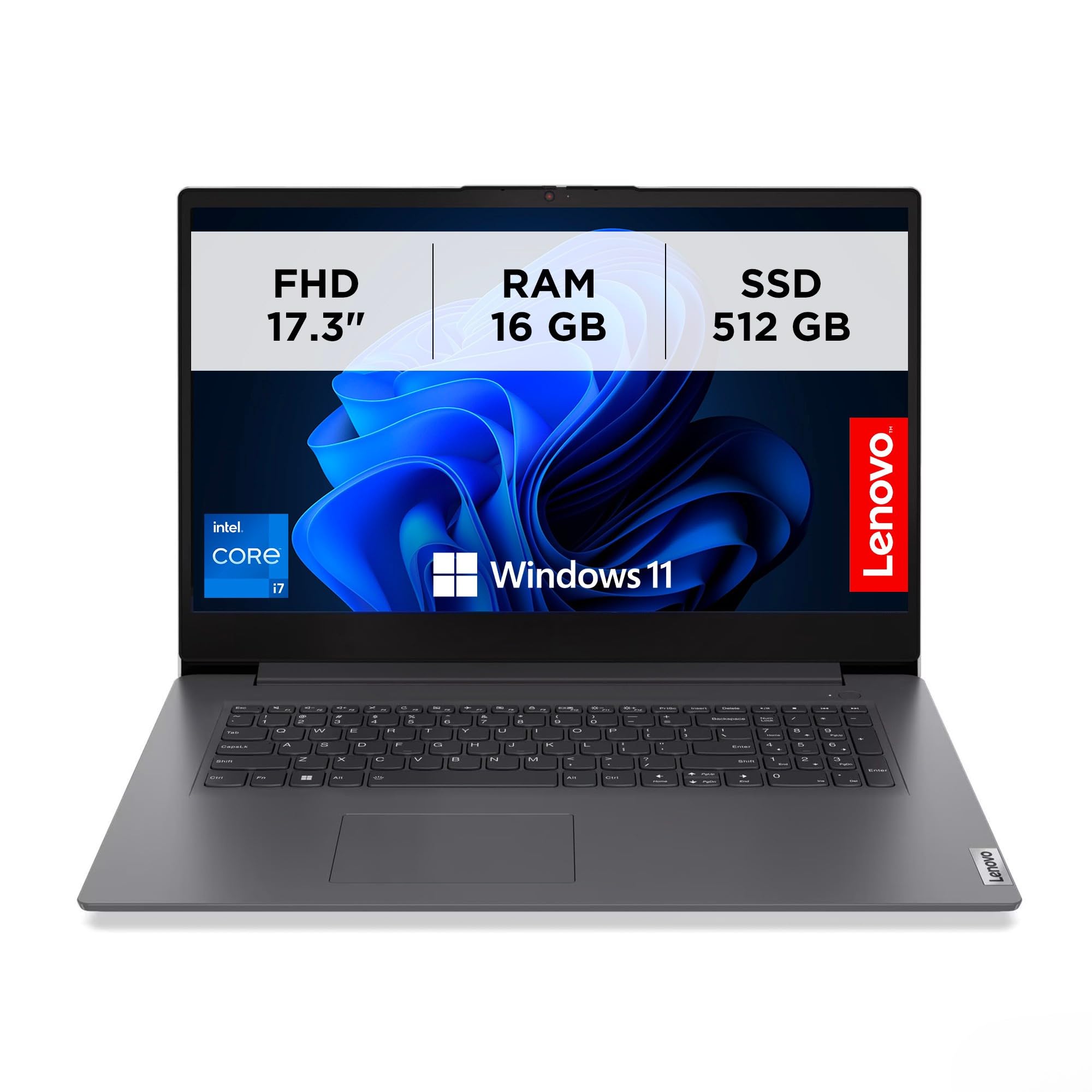 Lenovo - Notebook 17.3 Pollici V17 Gen 4 i, PC Portatile Professionale Windows 11 Pro, Intel Core i7-13620H, Ram 16GB DDR4, 512GB SSD NVMe - Laptop Grafica Intel UHD, Computer Audio Dolby, Schermo FHD