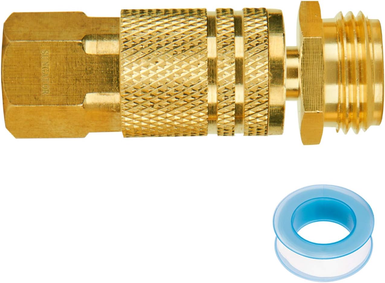 SUNGATOR Water Blowout Plug, Brass Winterize Adapter with 6-Ball Air Quick Connector Kit, Air Compressor Quick Connector Plug to 3/4" Male Garden Hose Thread, Fittings for RV, Water Lines (2-Pack)
