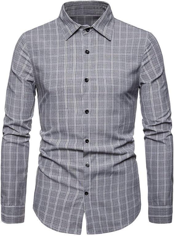 Amazon カジュアル 服 メンズ Yindaity ウイングカラー シャツ チェック インナーシャツ 長袖 ジュニア シャツ メンズ オックスフォード シャツ メンズ 無地 春 夏 大きいサイズ ファッション シャツ カジュアルシャ 通勤用 シャツ 通販