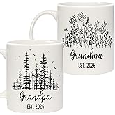 Breezy Valley Grandparents Coffee Mugs, New Grandma Grandpa Gifts - Pregnancy Announcement for Grandparents Gifts, First Time Grandparent to Be EST 2026 Gift, New Promoted to Grandma Grandpa Mugs Set