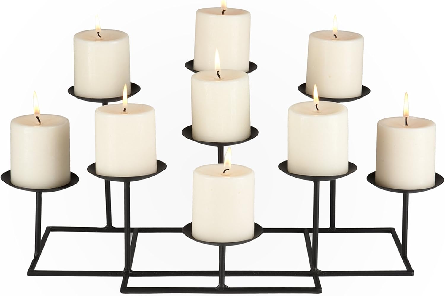 SEI Furniture 9 Candle Wrought Iron Candelabra, Matte Black: Furniture & Decor