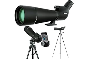 GUANIEE 25-75x80 Spotting Scope for Target Shooting with Upgraded Tripod Carrying Bag and Phone Adapter Spotter Scope for Bird Watching, Wildlife Viewing, Black