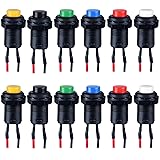 DMWD 12-Pack 12mm Mini Latching Push Button Switch