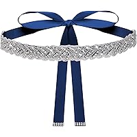 Ladies Dress Belt Navy Blue Rhinestone Handmade Decoration  display picture 1