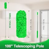 Fogray Upgraded Extendable Feather Duster 2025 Green with Silicone Cap view 3