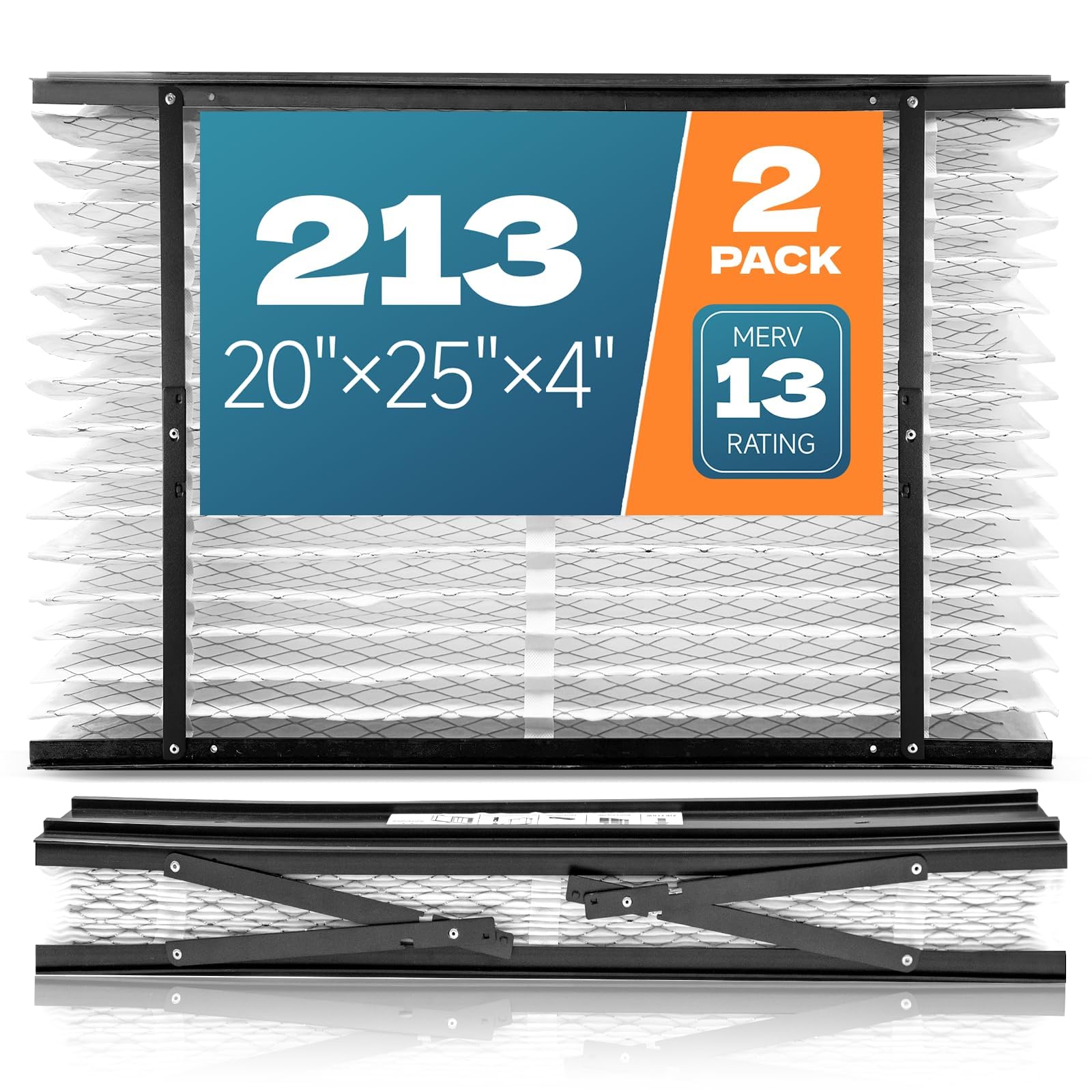 Photo 1 of 2-Pack 213 Replacement Filter Compatible with AprilAire Whole House Air Purifiers, Models 1210, 1620, 2210, 2216, 3210, 4200, MERV 13, Size: 20x25x4(Actual Size 20.66''x25.19"x4)