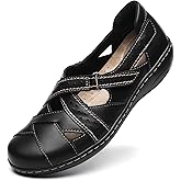 Irrefour Women's Classic Genuine Leather Casual Loafer Cute Slip-On Fashion Closed Toe Flat Sandal Comfy Work Sandal Everyday Walking Shoe