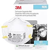 3M 8210 Particulate Respirator, N95, Pack of 20 Disposable Respirator, NIOSH APPROVED, Two-Strap Cup Style Design, Lightweight with Cushioning Nose Foam