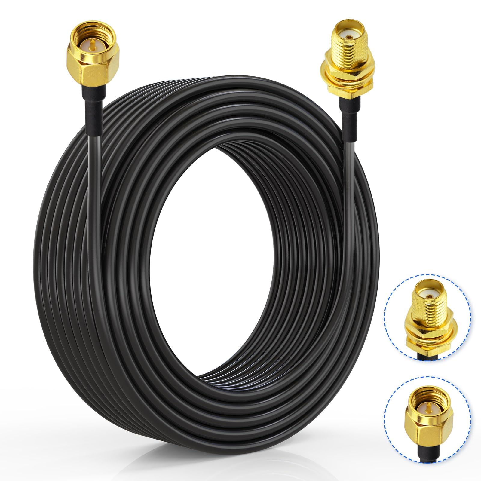 Superbat SMA WiFi Antenna Extension Cable 10m Male to Female RG174 Coaxial Cable 50ohm for 4G LTE Router, Gateway Modem, PCIe Network Card, RTL-SDR USB Dongle Adapter, GPS/WiFi/SDR Equipment etc