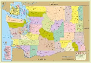 Amazon.com : Washington County with Zip Code Map (36" W x 25" H