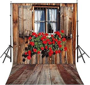 LYLYCTY 5X7ft Rural Style Backdrop Retro Flowers Window Background Window Photography Photo Studio LYGE291