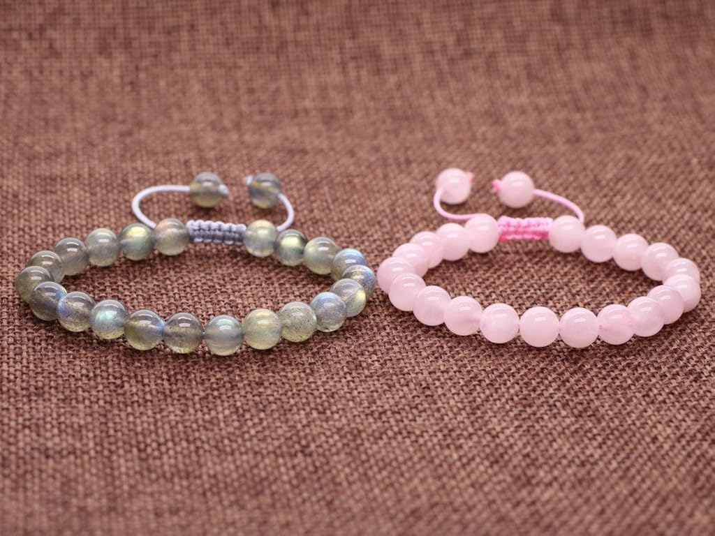 coai Cute Rose Quartz Labradorite Stone Kids Bracelets, 11-13 cm - Image 3
