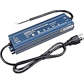 TOPAI LED Driver 24V 200W UL Listed Outdoor IP67 Waterproof Power Supply, Transformer Adapter AC100V-130V to DC24V 8.3A Output, with 3 Prong Plug for Indoor Outdoor LED Lights
