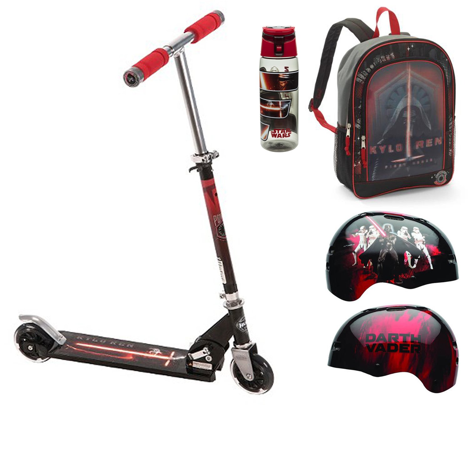 Star Wars The Force Awakens Kylo Ren 4 Piece Scooter Set with Scooter, Backpack, Water Bottle and Safety Helmet