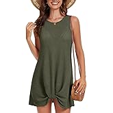 Women's Sleeveless Swimsuit Coverup Waffle Knit Beach Cover Ups Summer Vacation Twisted Mini Dress