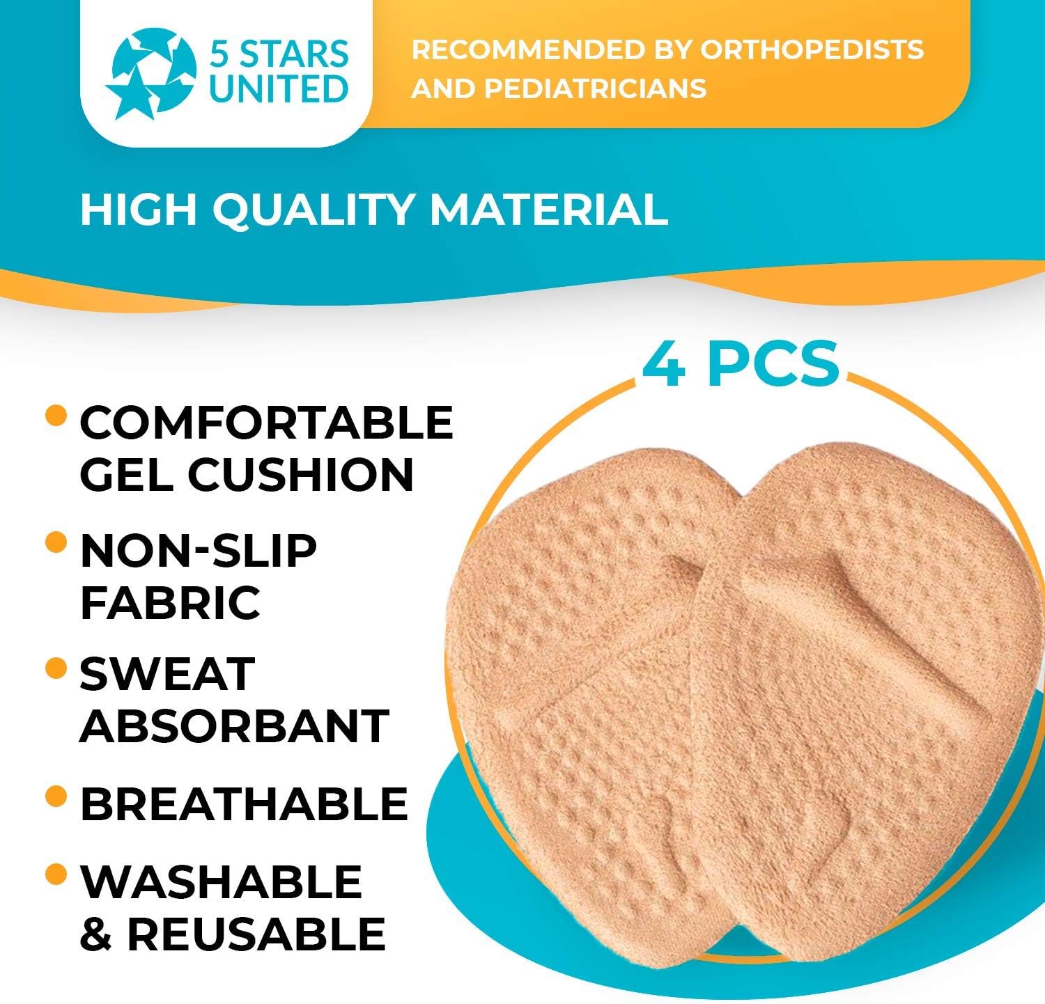 Metatarsal Pads Ball of Foot Cushions - 2 Pairs Beige Soft Gel Insoles Supports, Forefoot Cushioning Pads Shoe Inserts for Women - Fast Pain Relief & All Day Comfort, One Size Fits for High Heel Shoes: Health & Personal Care