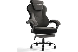 EIZIMZVU Ergonomic Office Chair with Adjustable Headrest and Footrest, High Back Computer Desk Chair with Linkage Armrests, Reclining Swivel Chair for Home Office, Executive Office Chair (Black2)