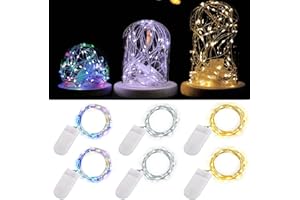 Ostwiki Fairy Lights Battery Operated String Lights, 6 Pack Mini Lights 20 LED 7ft Twinkle Firefly Starry Light for DIY Craft Mason Jar Bedroom Wedding Party Table Christmas Decoration (Mix-Colored)