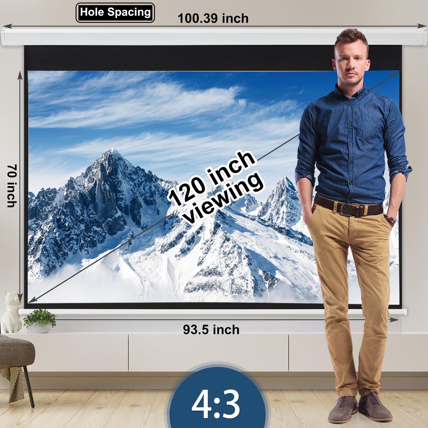 Mua YODOLLA 120 inch Projector Screen Motorized,43 HD Retractable